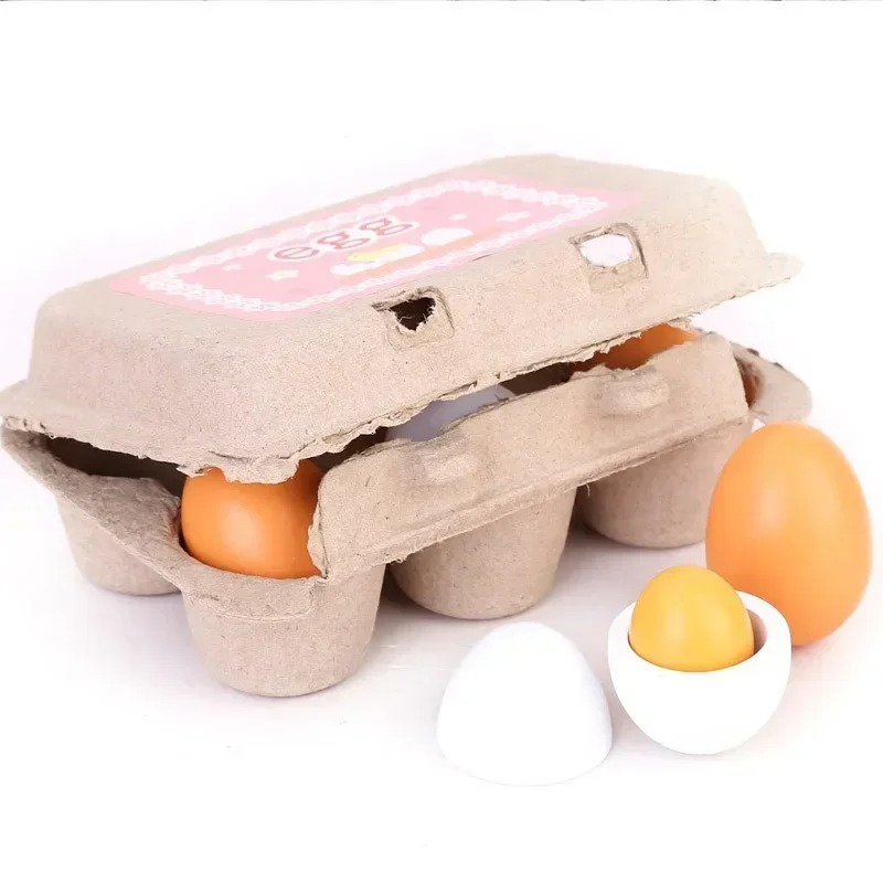 6Pcs Wooden Eggs Toy Kids Kitc - Baby Food Quantity ulasan dan harga