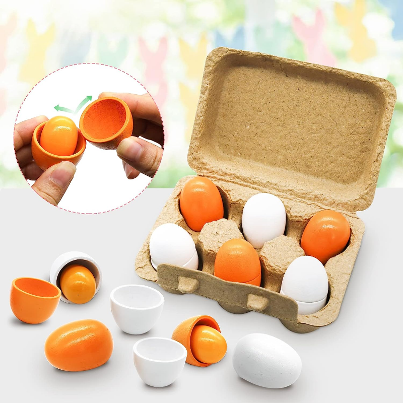 6Pcs Wooden Eggs Toy Kids Kitc - Baby Food Quantity ulasan dan harga