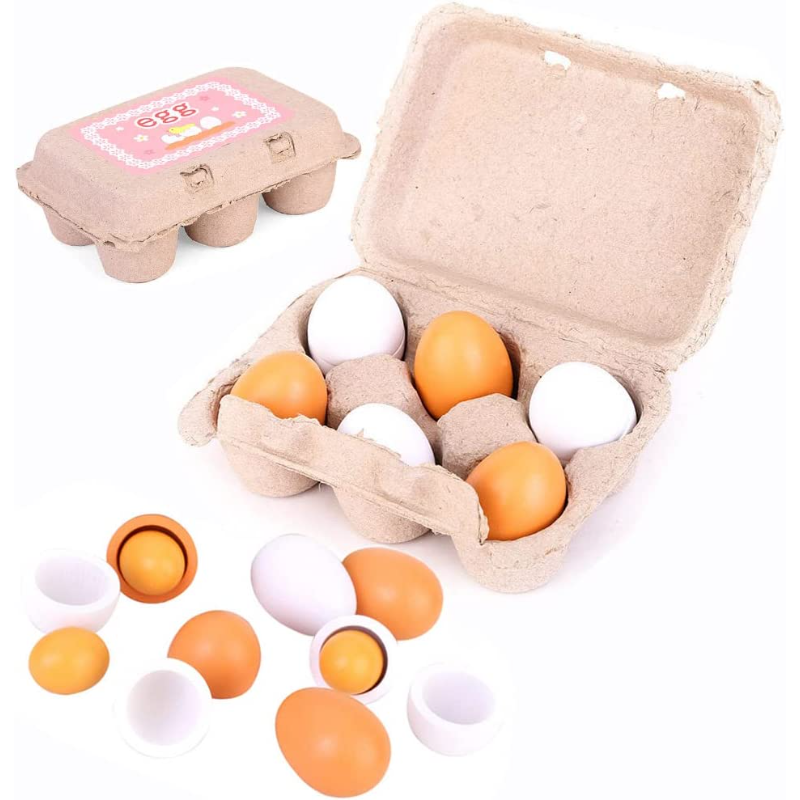 6Pcs Wooden Eggs Toy Kids Kitc - Baby Food Quantity ulasan dan harga