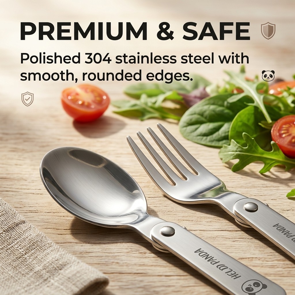 3Pcs/Set Portable Folding Fork - Weaning Spoon Set ulasan dan harga