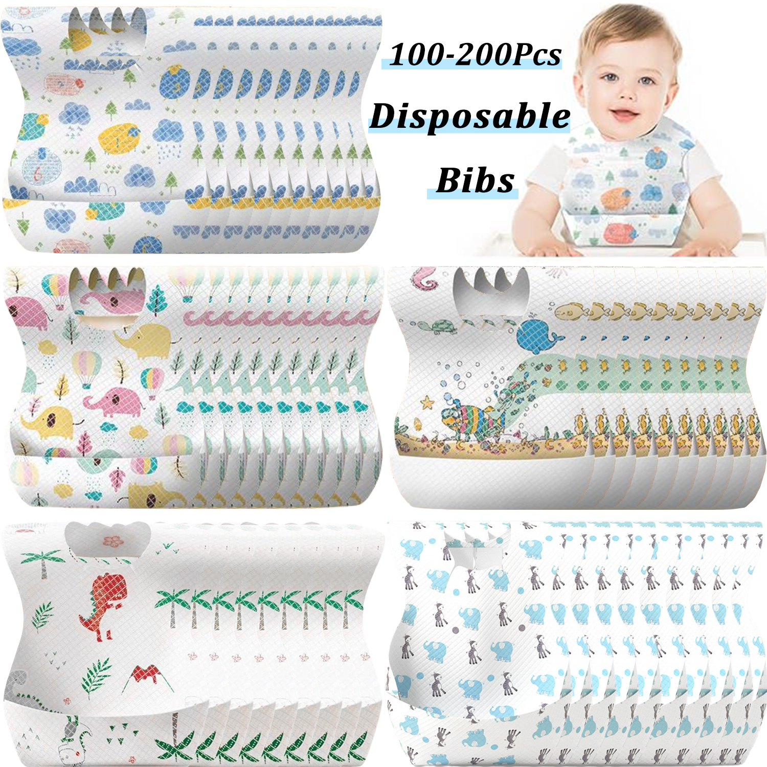 100Pcs Disposable Baby Bibs In - Baby Food For Travelling ulasan dan harga