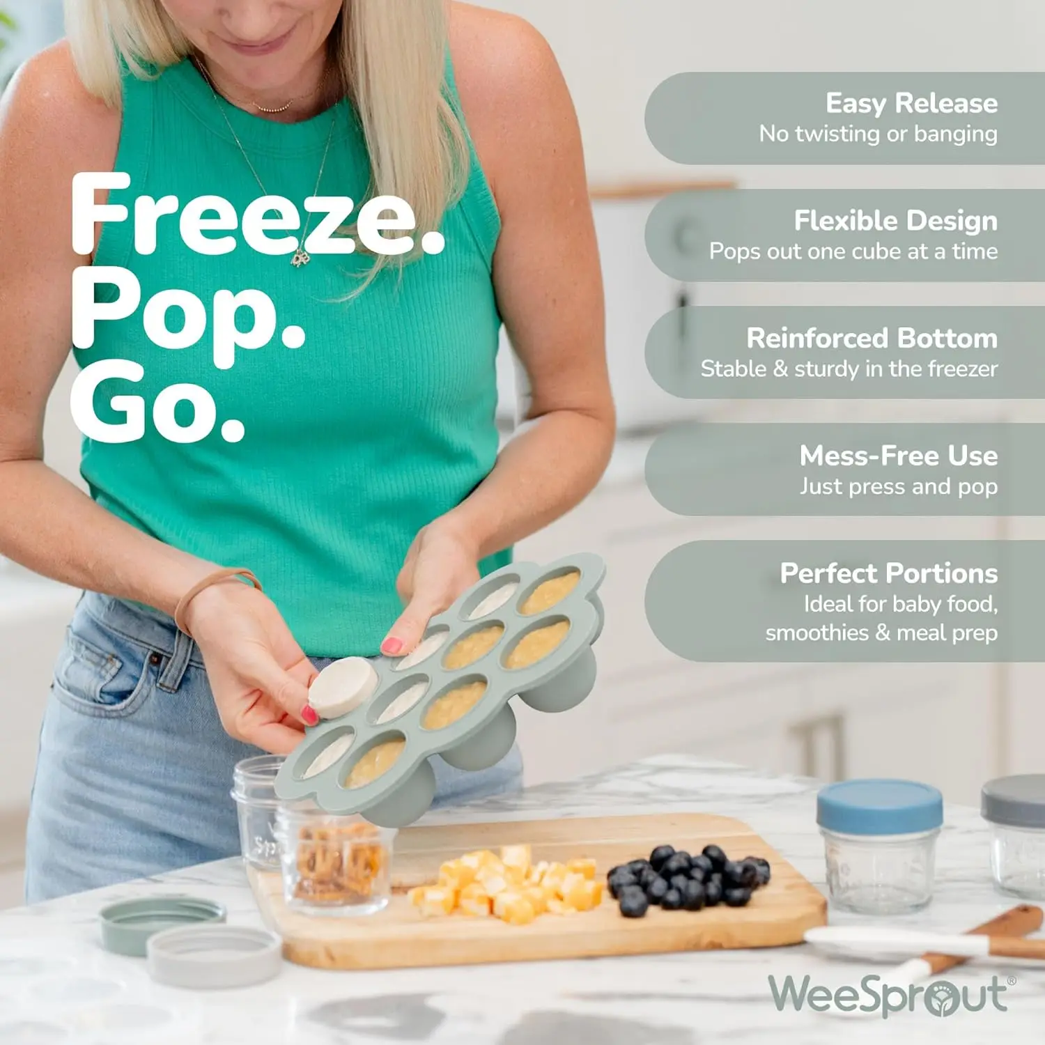 Bright Blue Silicone Freezer T - Baby Food Freezer Tray ulasan dan harga