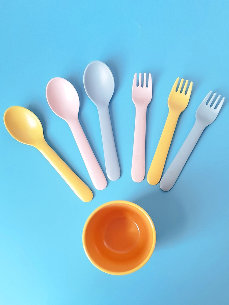 Bamboo Fiber Fork Spoon Baby A - Baby Food Restaurant ulasan dan harga