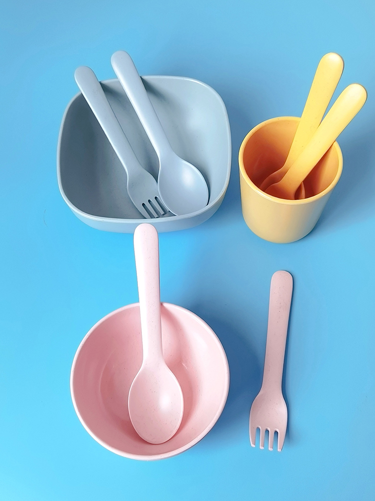 Bamboo Fiber Fork Spoon Baby A - Baby Food Restaurant ulasan dan harga