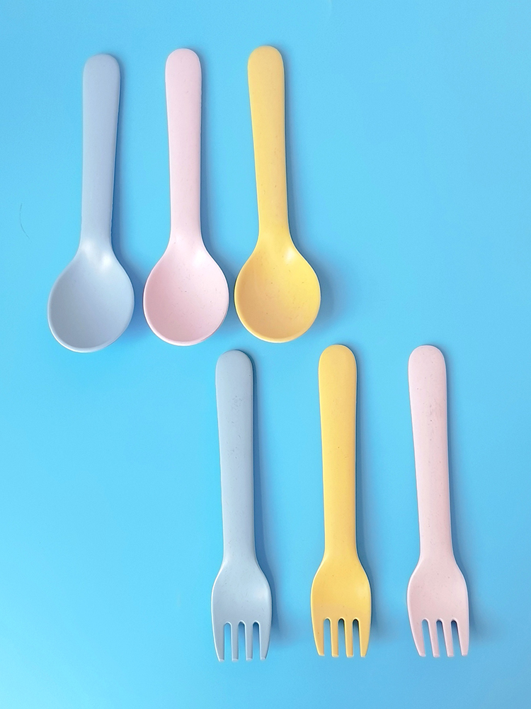 Bamboo Fiber Fork Spoon Baby A - Baby Food Restaurant ulasan dan harga