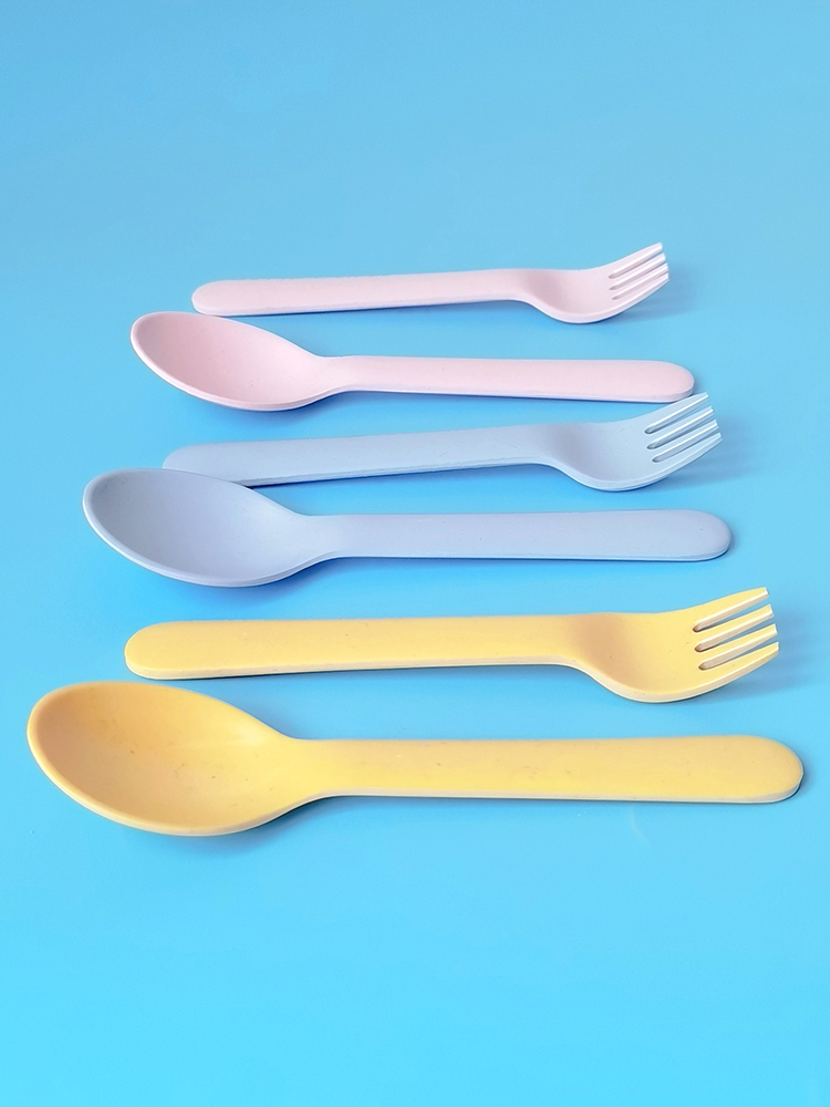 Bamboo Fiber Fork Spoon Baby A - Baby Food Restaurant ulasan dan harga